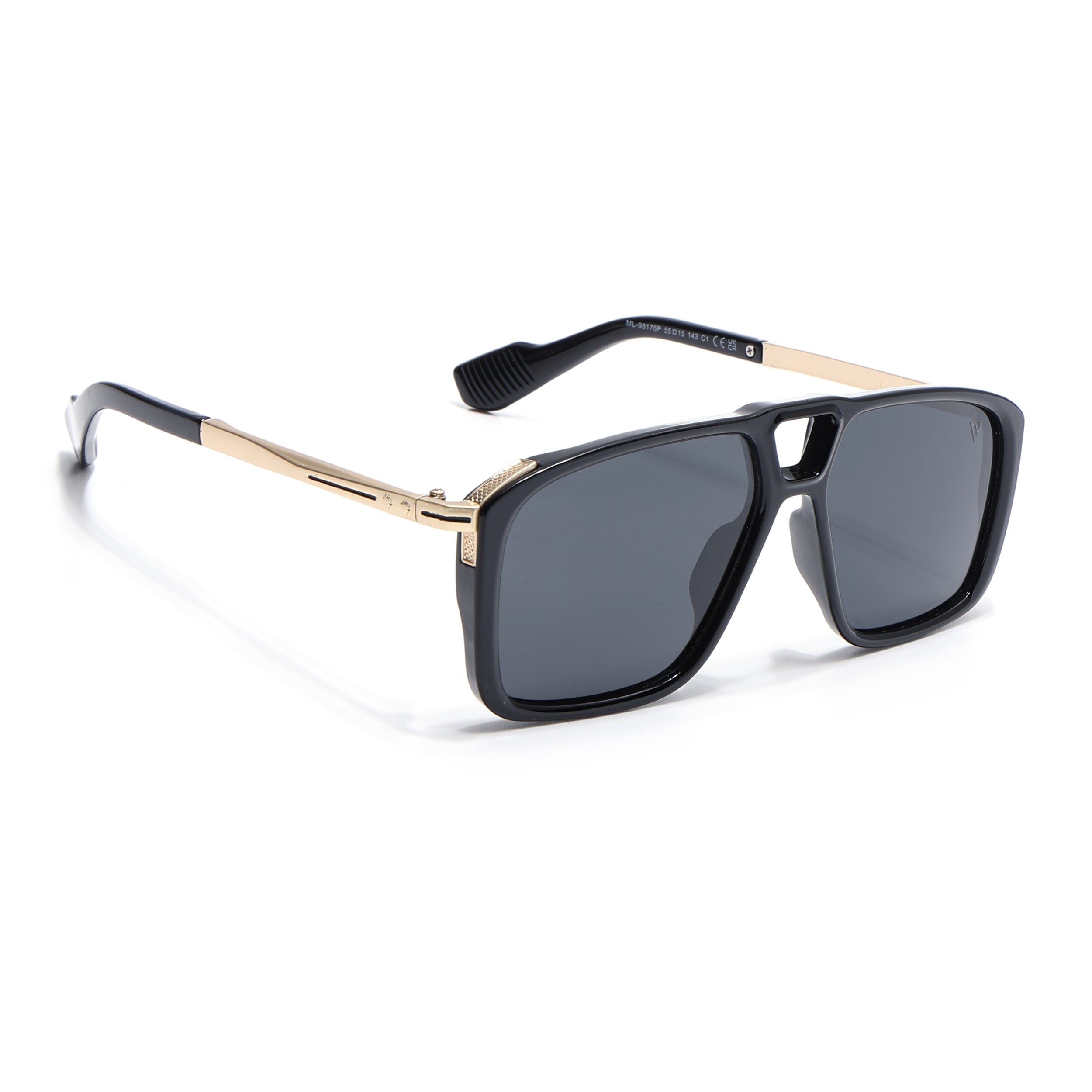 Rebel | Shine Black Wayfarer Polarized Sunglasses  | Black Lens - PMG6628
