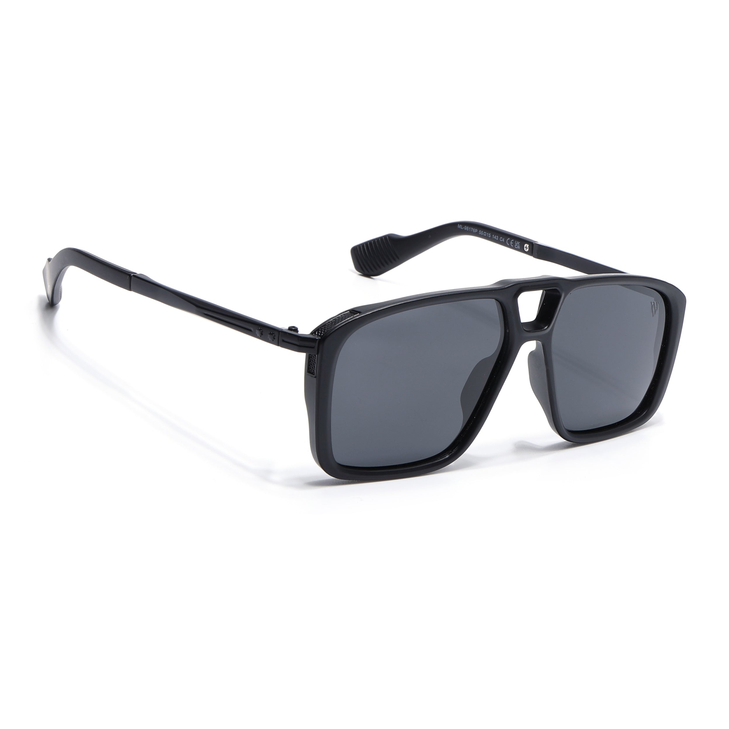 Rebel |  Matt Black Wayfarer Polarized Sunglasses | Black Lens - PMG6629