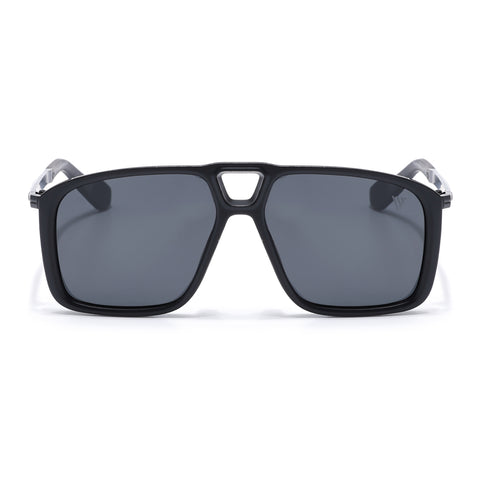 Rebel |  Matt Black Wayfarer Polarized Sunglasses | Black Lens - PMG6629