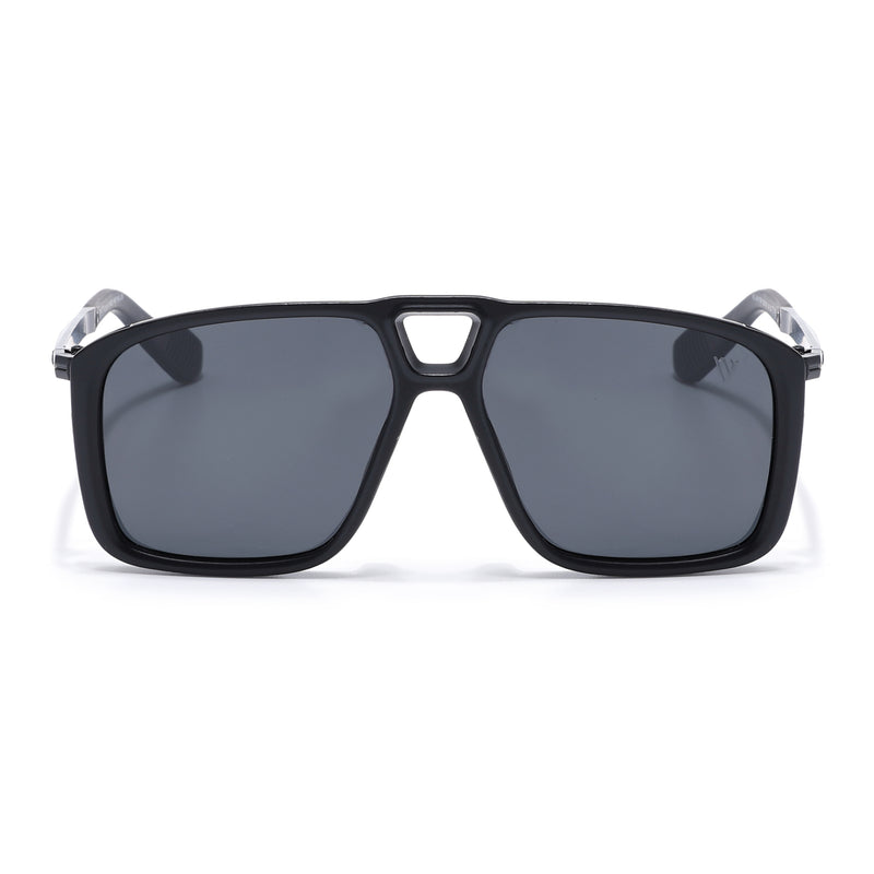 Rebel |  Matt Black Wayfarer Polarized Sunglasses | Black Lens - PMG6629