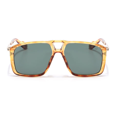 Rebel | Dami Brown Wayfarer Polarized Sunglasses | Green Lens - PMG6631