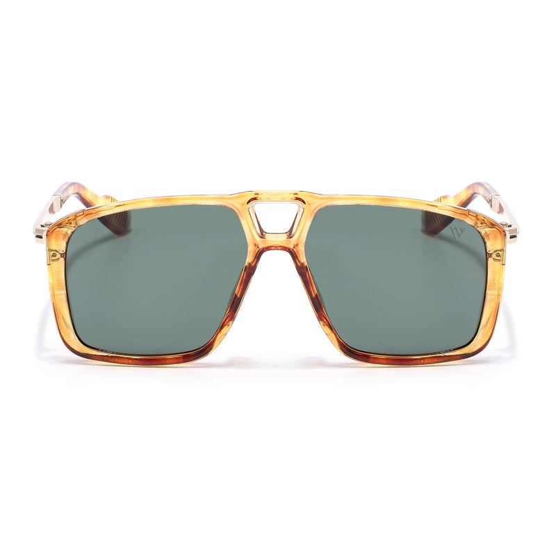 Rebel | Dami Brown Wayfarer Polarized Sunglasses | Green Lens - PMG6631