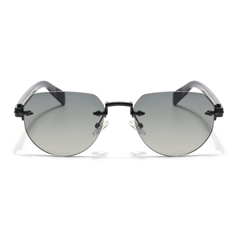 Rimless Sunglasses (Green Lens | Black Frame - MG8974)