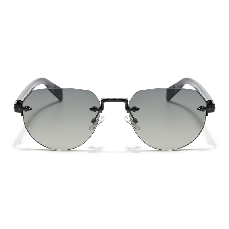 Rimless Sunglasses (Green Lens | Black Frame - MG8974)