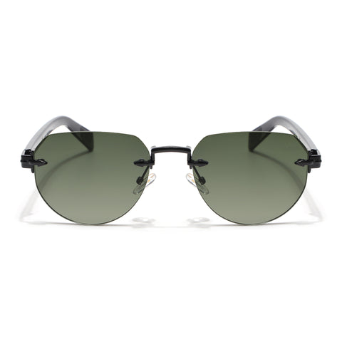 Rimless Sunglasses (Green Lens | Black Frame - MG8974)