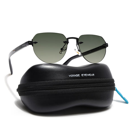 Rimless Sunglasses (Green Lens | Black Frame - MG8974)