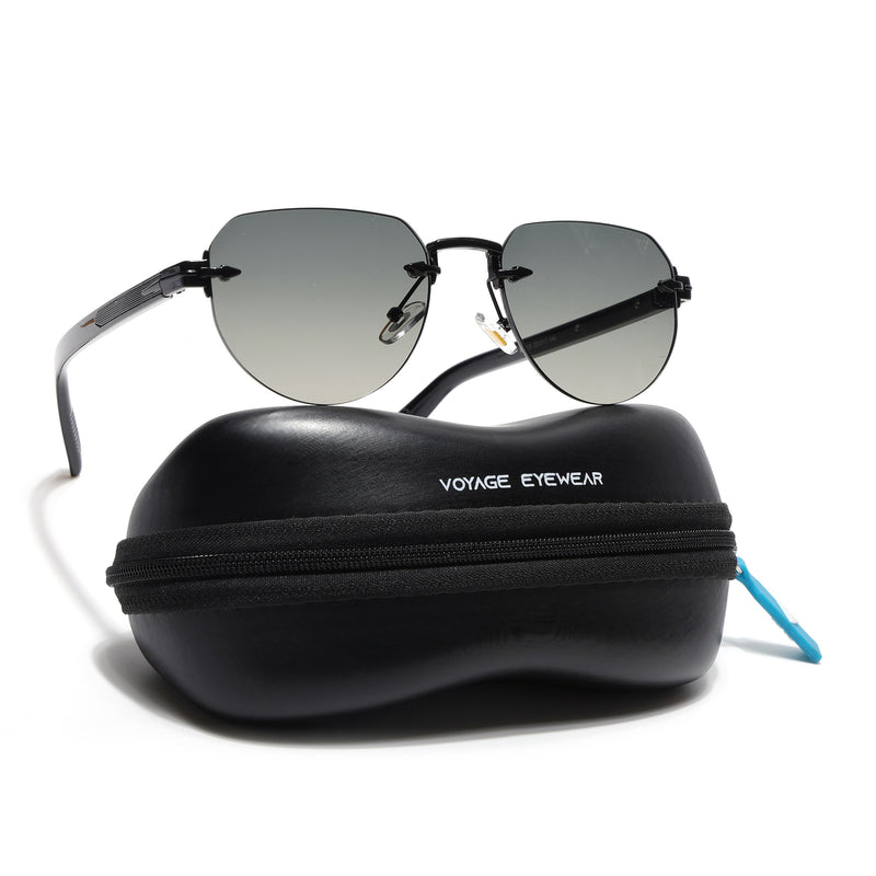 Rimless Sunglasses (Green Lens | Black Frame - MG8974)