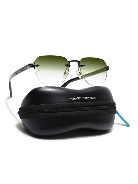 Rimless Sunglasses (Olive Lens | Gun Metal Frame - MG8975)