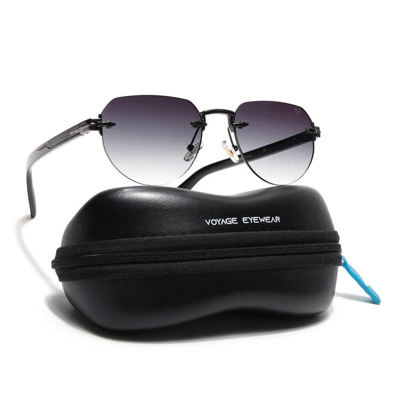 Rimless Sunglasses (Olive Lens | Gun Metal Frame - MG8975)