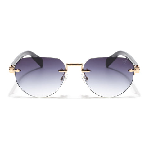 Rimless Sunglasses (Grey & Clear Lens | Golden Frame - MG8978)