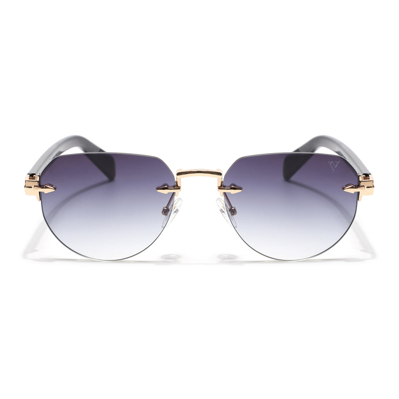 Rimless Sunglasses (Grey & Clear Lens | Golden Frame - MG8978)