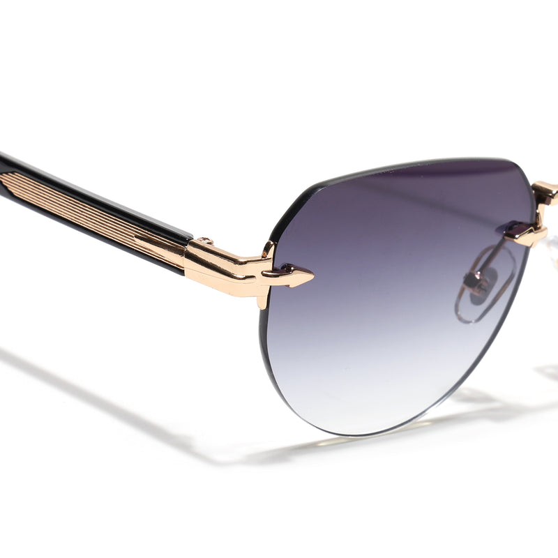 Rimless Sunglasses (Grey & Clear Lens | Golden Frame - MG8978)