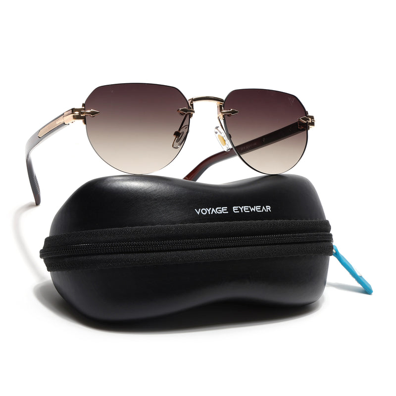 Rimless Sunglasses (Brown Lens | Golden Frame - MG8979)