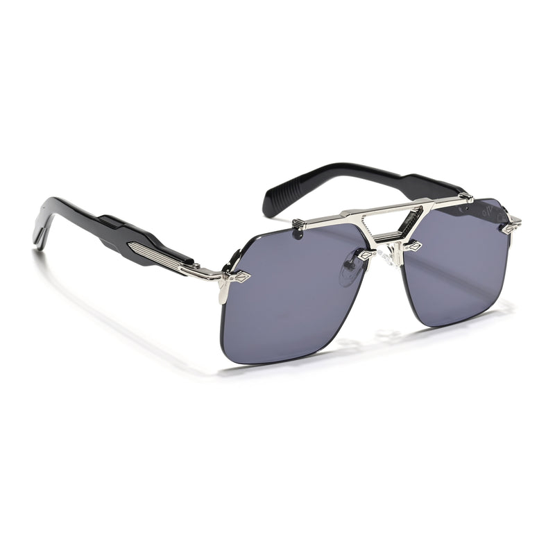 Hawk | Black Wayfarer Sunglasses | Silver Frame - MG5878