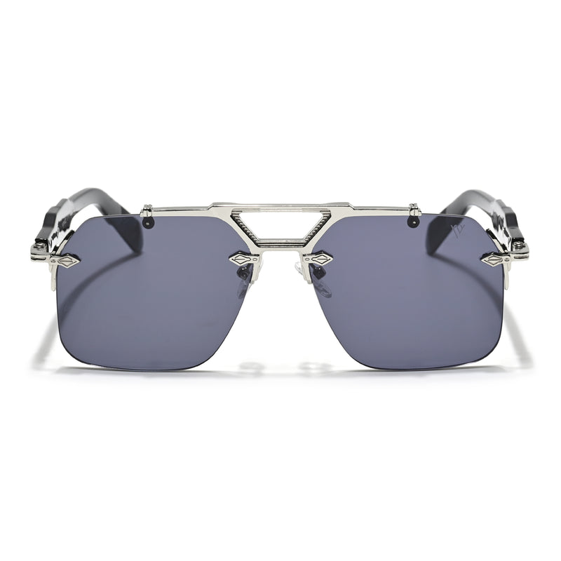 Hawk | Black Wayfarer Sunglasses | Silver Frame - MG5878