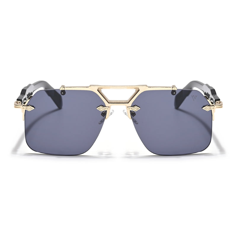 Hawk | Black Wayfarer Sunglasses | Golden Frame - MG5882