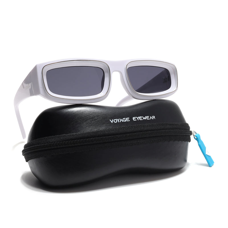 Old Smuggler | White Unisex Sunglasses | Black Lens - MG6576