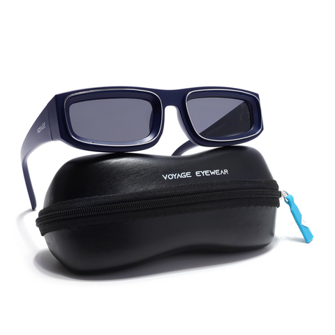 Old Smuggler | Navy Blue Unisex Sunglasses | Black Lens - MG6577