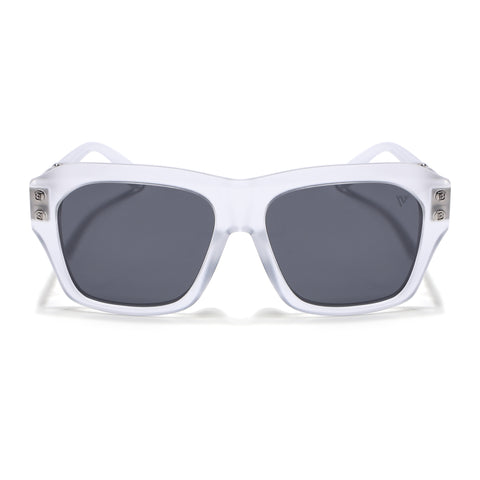 Carbon | Transparent Wayfarer Polarized Sunglasses | Black Lens - PMG6702