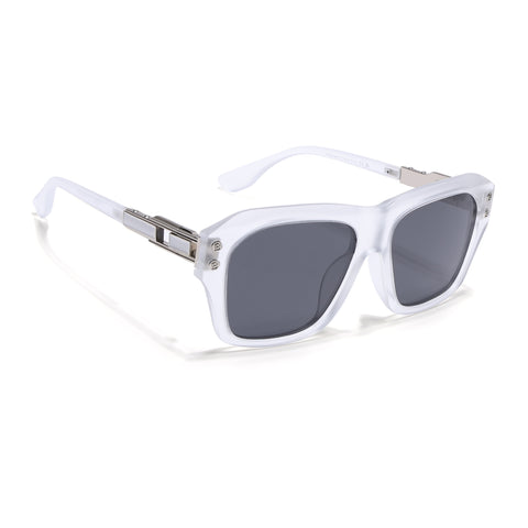 Carbon | Transparent Wayfarer Polarized Sunglasses | Black Lens - PMG6702