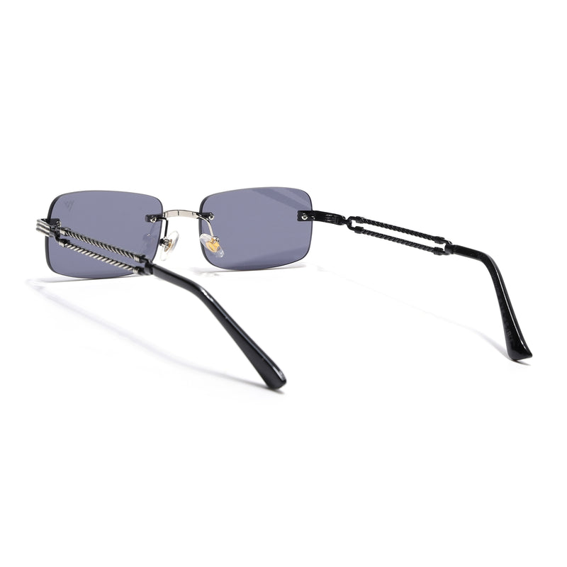 Barrel | Smoked Black Rimless Sunglasses| Silver Frame - MG6660