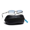Barrel | Bronze Blue Rimless Sunglasses | Silver Frame - MG6661