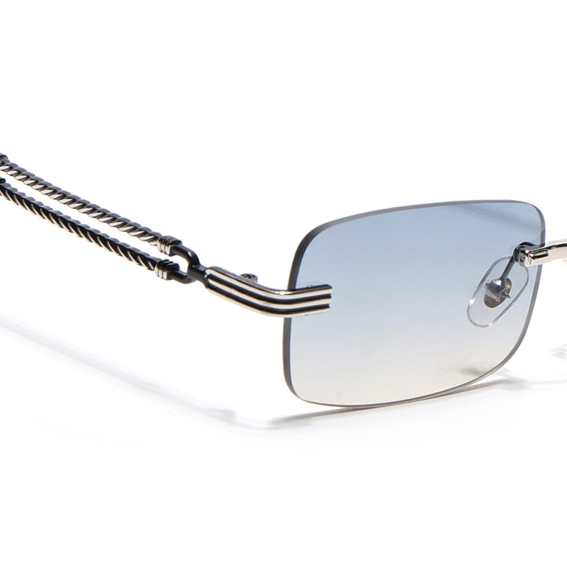 Barrel | Bronze Blue Rimless Sunglasses | Silver Frame - MG6661