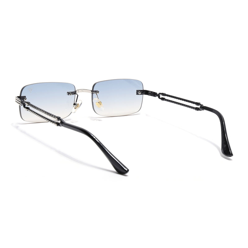 Barrel | Bronze Blue Rimless Sunglasses | Silver Frame - MG6661