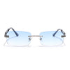 Barrel | Sapphire Blue Rimless Sunglasses | Silver Frame - MG6662
