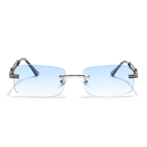 Barrel | Sapphire Blue Rimless Sunglasses | Silver Frame - MG6662