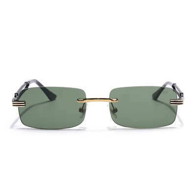 Barrel | Emerland Green Rimless Sunglasses  | Golden Frame - MG6665