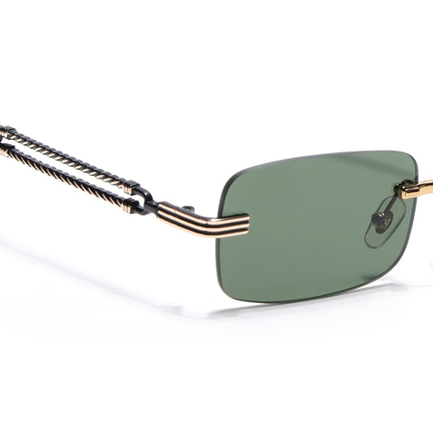 Barrel | Emerland Green Rimless Sunglasses  | Golden Frame - MG6665