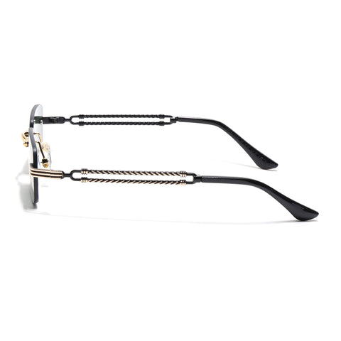 Barrel | Emerland Green Rimless Sunglasses  | Golden Frame - MG6665