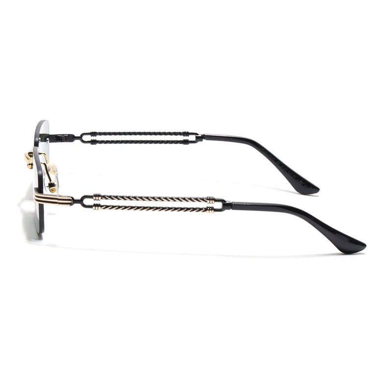 Barrel | Emerland Green Rimless Sunglasses  | Golden Frame - MG6665