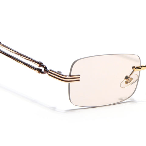 Barrel | Light brown Rimless Sunglasses | Golden Frame - MG6666