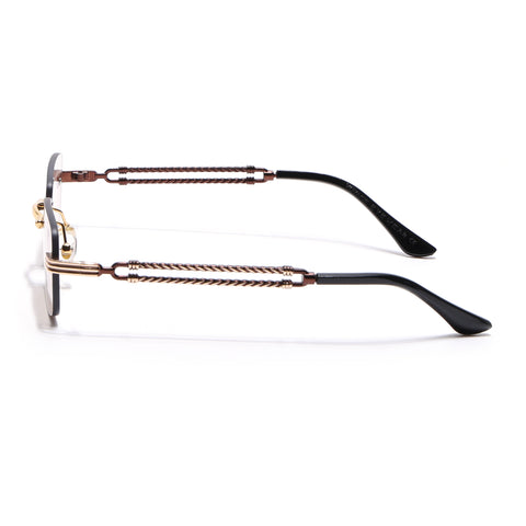 Barrel | Light brown Rimless Sunglasses | Golden Frame - MG6666