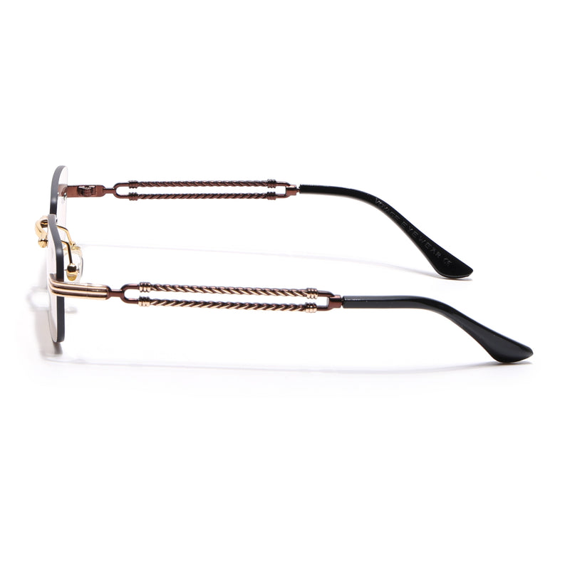 Barrel | Light brown Rimless Sunglasses | Golden Frame - MG6666