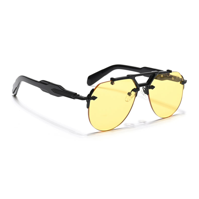 Hawk | Yellow Aviator Sunglasses | Black Frame - MG5885