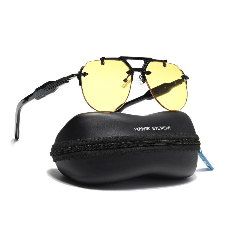 Hawk | Yellow Aviator Sunglasses | Black Frame - MG5885
