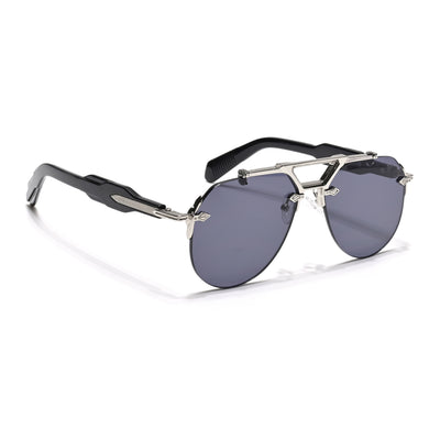 Hawk | Black Aviator Sunglasses | Silver Frame - MG5886