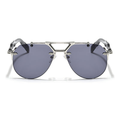 Hawk | Black Aviator Sunglasses | Silver Frame - MG5886