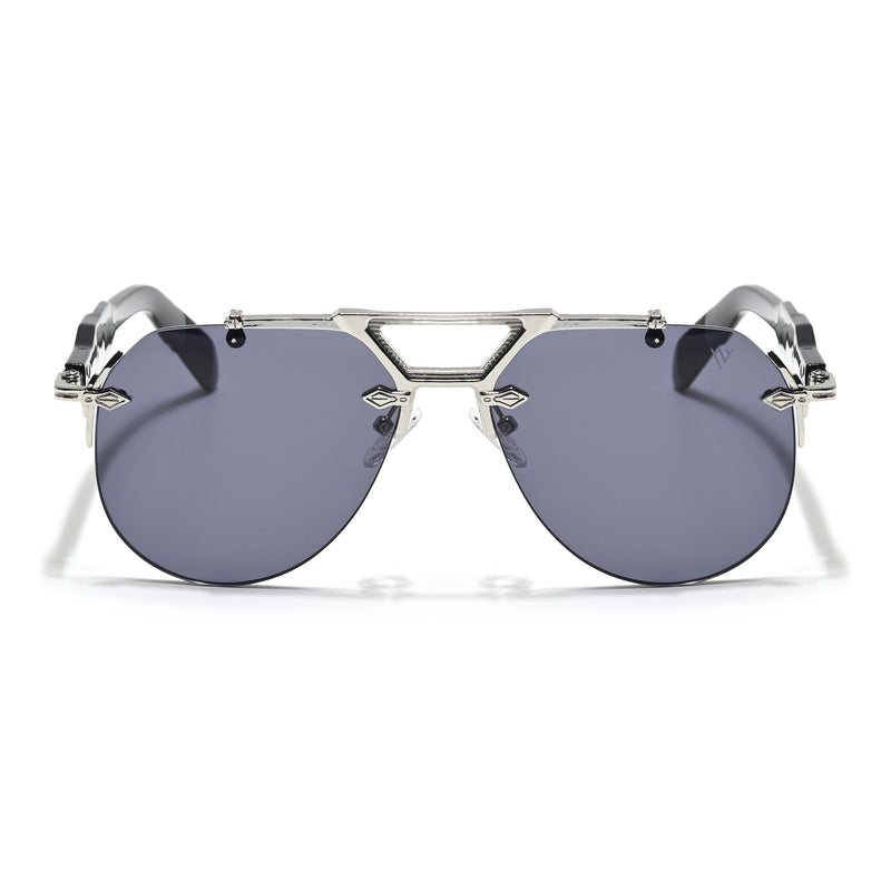 Hawk | Black Aviator Sunglasses | Silver Frame - MG5886