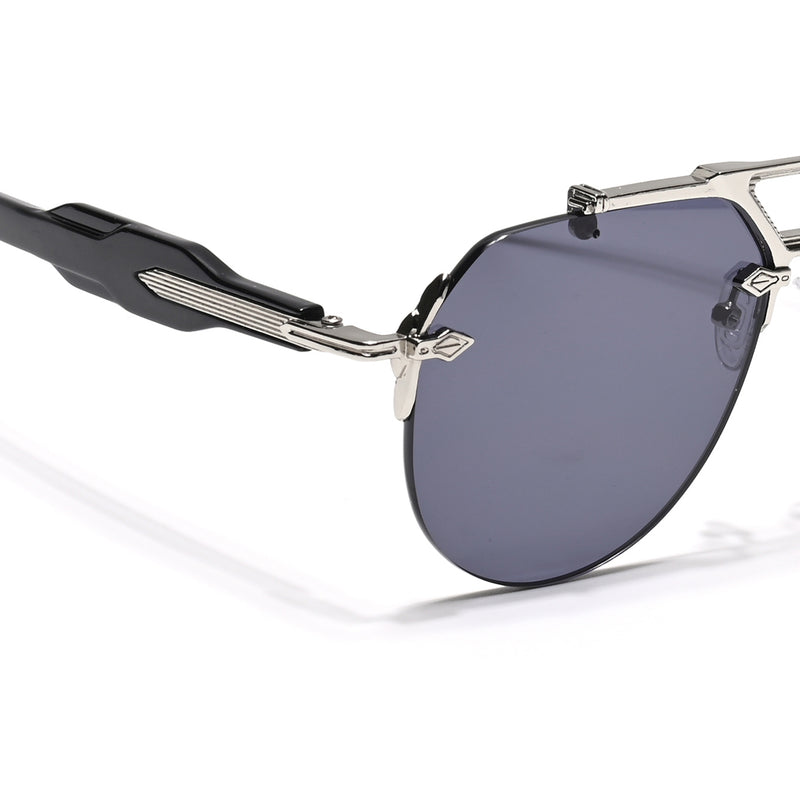 Hawk | Black Aviator Sunglasses | Silver Frame - MG5886