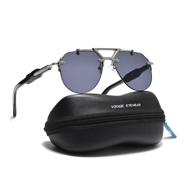 Hawk | Black Aviator Sunglasses | Silver Frame - MG5886