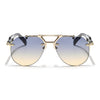 Hawk | Grey & Orange Aviator Sunglasses | Golden Frame - MG5888