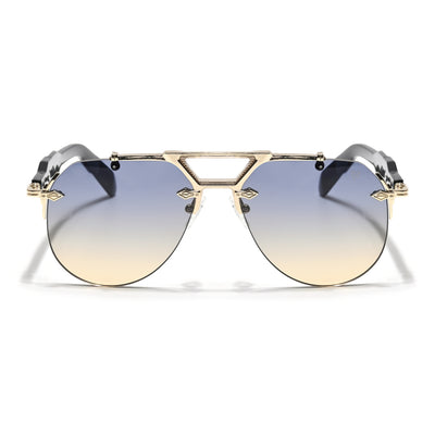 Hawk | Grey & Orange Aviator Sunglasses | Golden Frame - MG5888