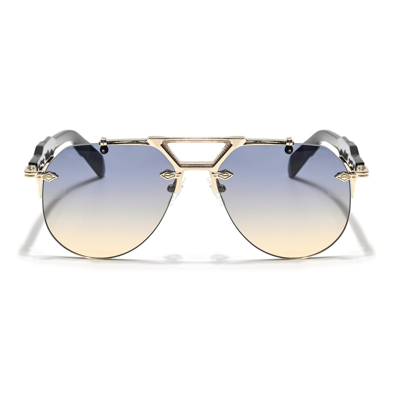 Hawk | Grey & Orange Aviator Sunglasses | Golden Frame - MG5888
