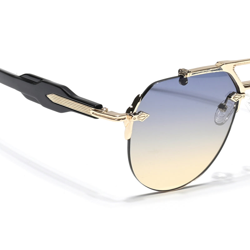 Hawk | Grey & Orange Aviator Sunglasses | Golden Frame - MG5888
