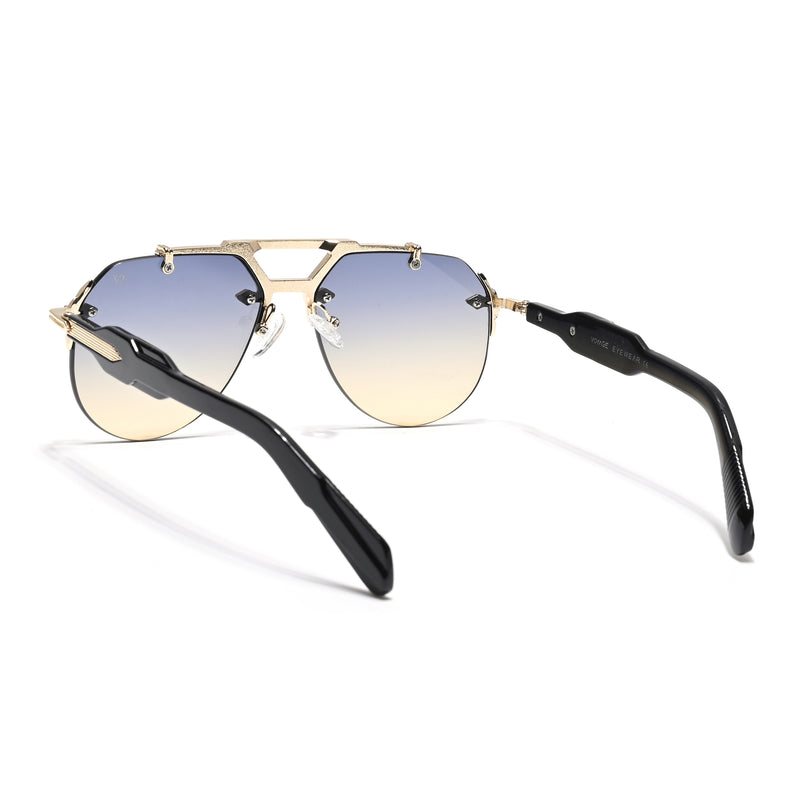 Hawk | Grey & Orange Aviator Sunglasses | Golden Frame - MG5888