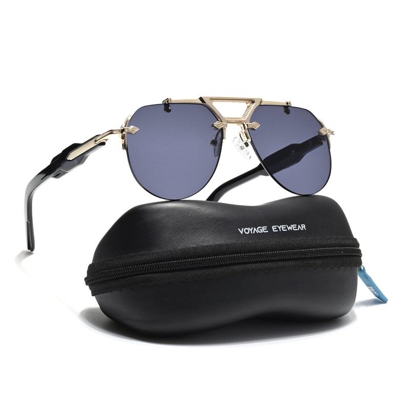 Hawk | Black Aviator Sunglasses | Golden Frame - MG5889